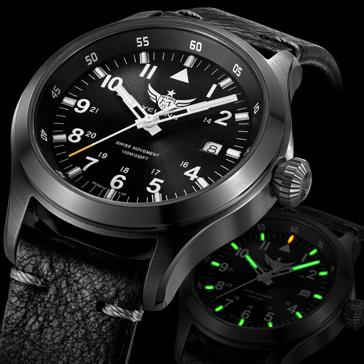 野狼军表夜光运动男士皮带手表瑞士10年锂电版机芯 防水时尚学生飞行