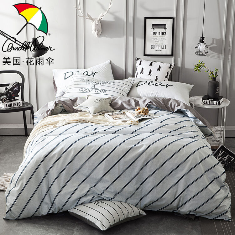 美国花雨伞纯棉四件套全棉套件床上用品床单式简约套件 格瑞斯 1.5-1.