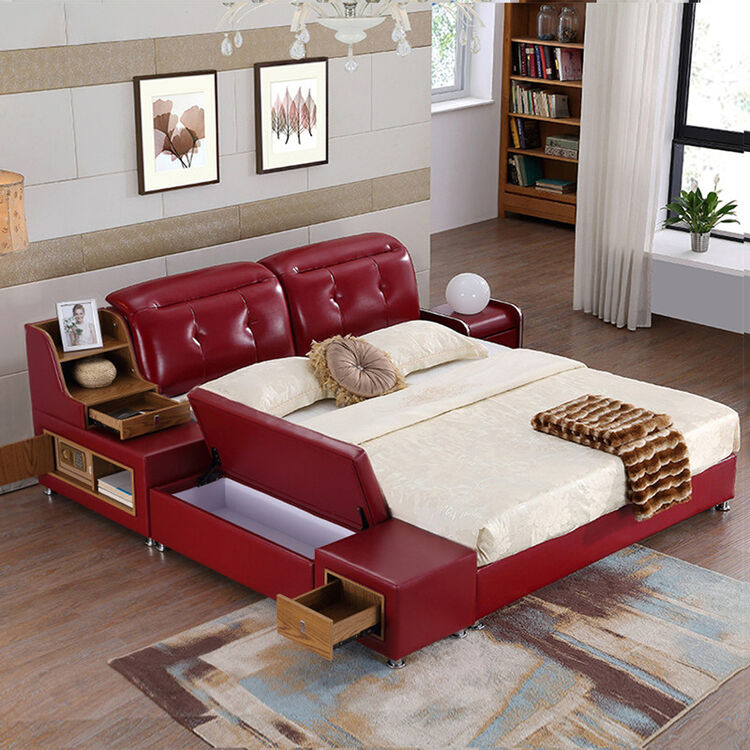 8 多功能储物床 塌塌米软床 1616款 红色 1.5*2.0 榻榻米床,不含床垫