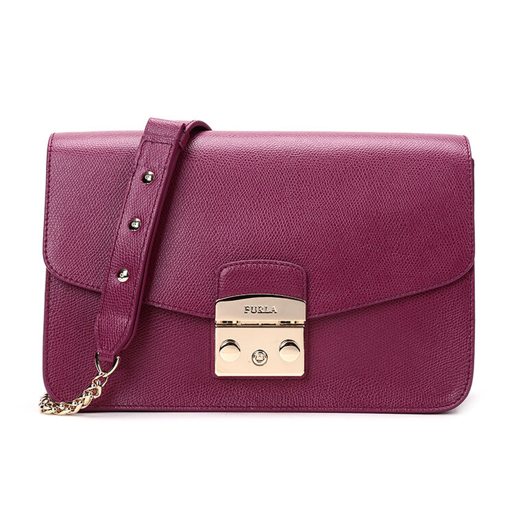 芙拉(furla)metropolis 女士紫色皮革时尚链条手提包单肩包 903865 b