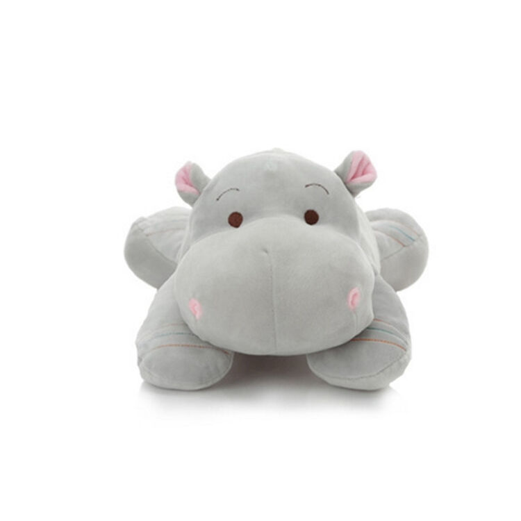 爱冰清 50cm浅灰色河马毛绒玩具公仔河马玩偶布娃娃儿童生日礼物