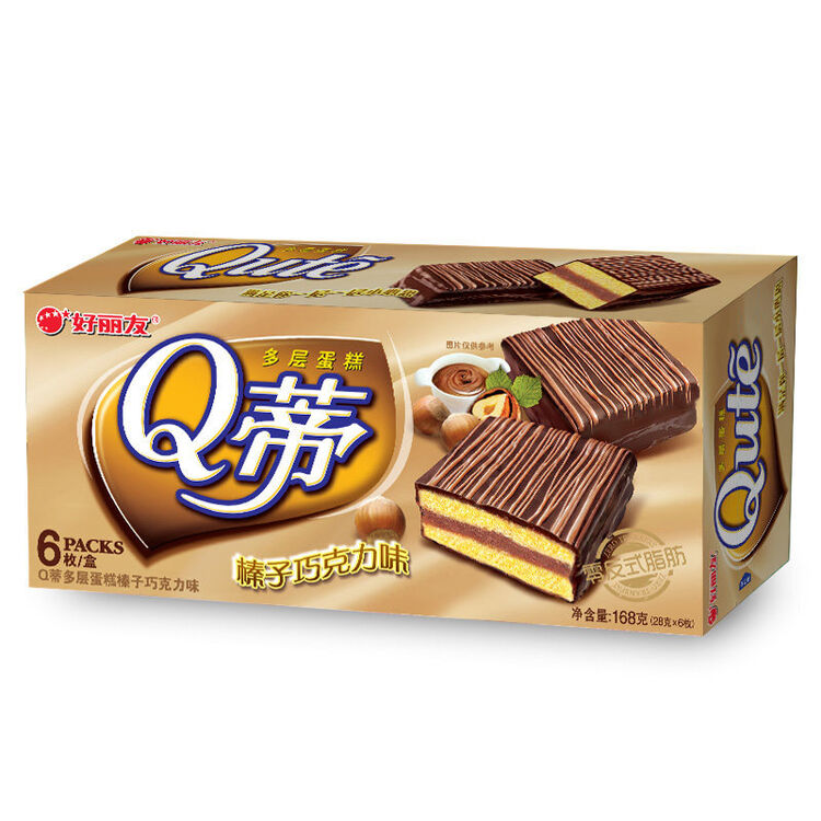 好丽友 派早餐面包儿童零食蛋糕 早餐零食 休闲零食品 q蒂榛子6枚
