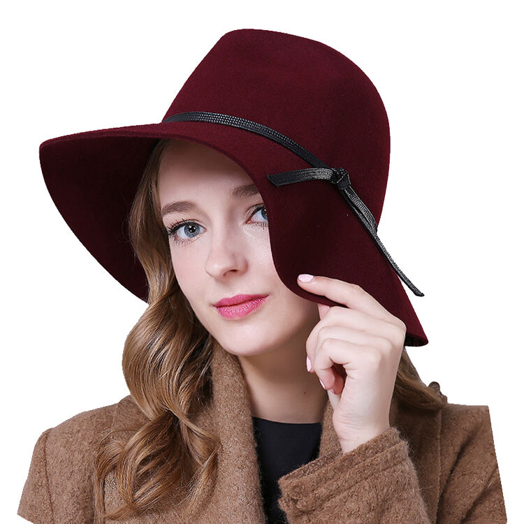 诗丹凯萨秋冬季大沿女士羊毛礼帽 fw131002 枣红色 55cm-57cm