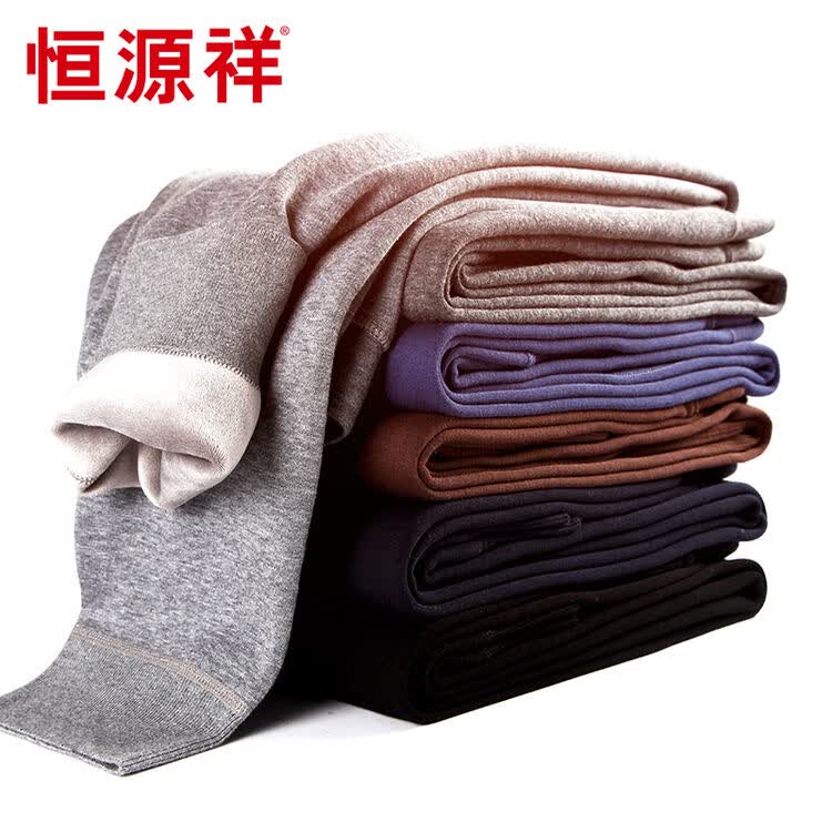 恒源祥男士羊毛裤 加厚保暖羊毛莫代尔护膝贴片修身打底裤上青180/105