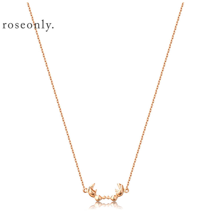 roseonly 星座经典具象玫瑰金k金项链吊坠女 节日礼物 巨蟹座
