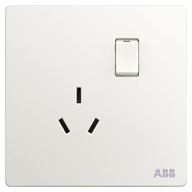 abb开关插座面板 10a三孔一开带开关插座 轩致系列 白色 af223