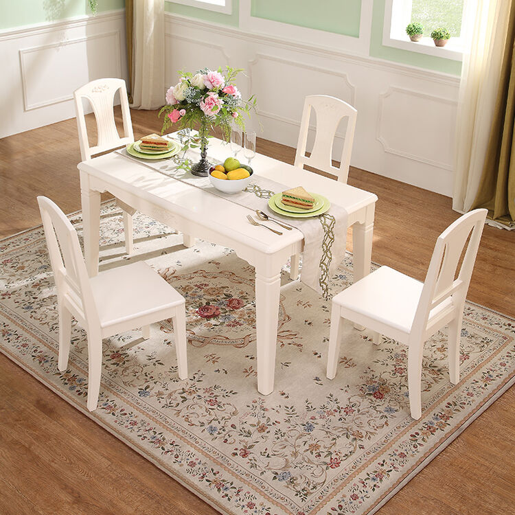 全友(quanu) 全友家居 韩式田园餐桌椅 实木框架四/六人餐桌120606