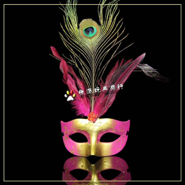 定制万圣节走秀晚会舞会面具 威尼斯半脸彩绘面具 公主羽毛孔雀毛面具