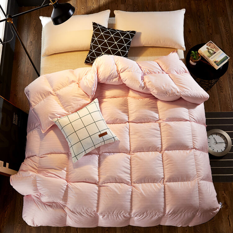 北极绒家纺 导电丝95鹅绒被子秋冬被单双人加厚五星酒店被 韩版粉色