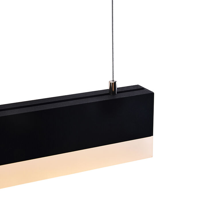 后现代线性吊灯客厅餐厅书房办公室长方形线条灯42w 黑将军_90cm_42w