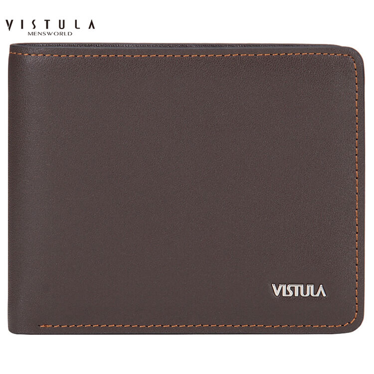 华莎图vistula 男士钱包 商务休闲些列牛皮革钱包西装包 啡色横款