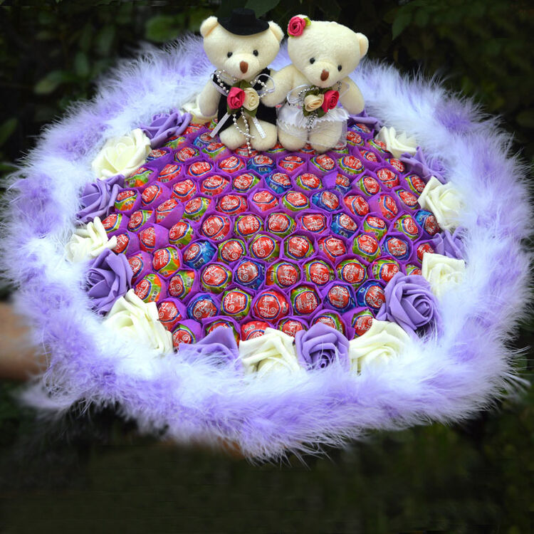 顺丰免邮】棒棒糖花束99颗真知棒糖果卡通花束情人节鲜花礼品仿真花卉