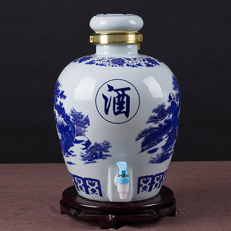 蔚景殿景德镇青花瓷陶瓷酒坛20斤装 创意散装酒瓶密封储酒罐泡酒壶