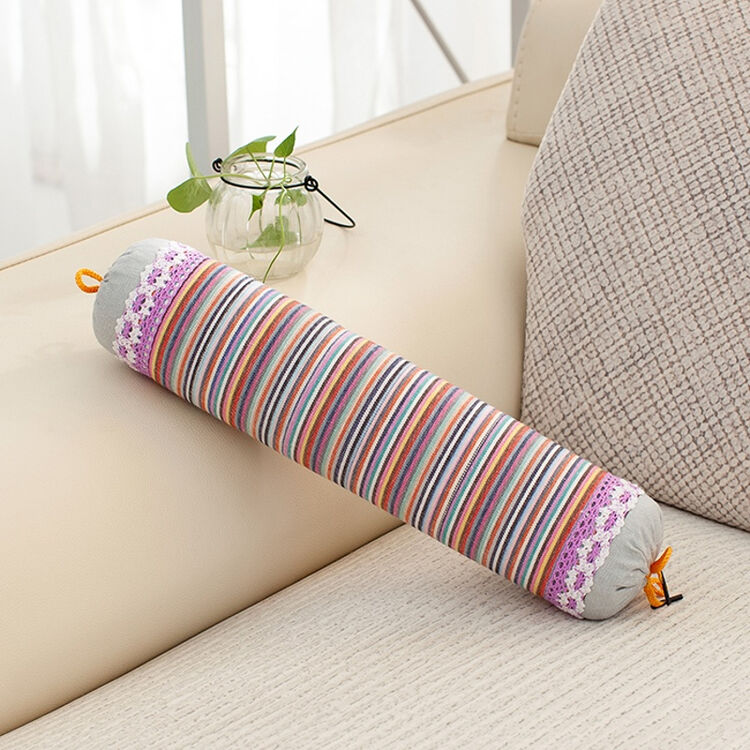 手工老粗布颈椎枕枕头荞麦皮圆形枕头圆枕护颈枕sn0205 浅灰色