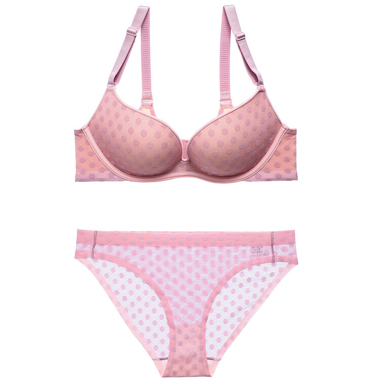 日系学生性感女士文胸套装透气诱惑无痕胸罩隐形薄聚拢内衣调整型 沙