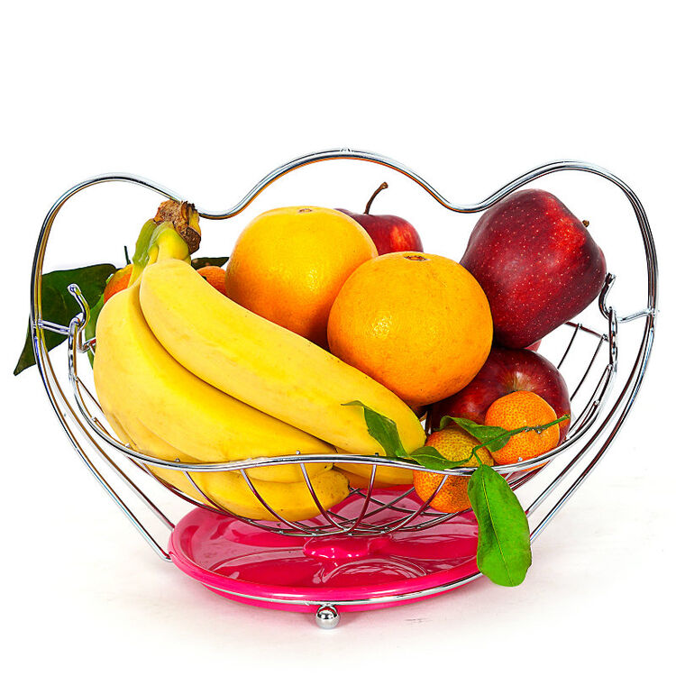 兴厚 时尚创意水果篮摇摆果篮 客厅果盘现代不锈钢色欧式沥水果盘水果