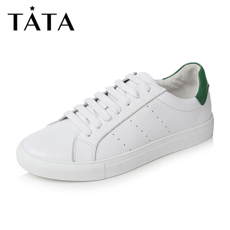 他她(tata)时尚百搭系带小白鞋男休闲鞋 q5099cm7 白/绿 41