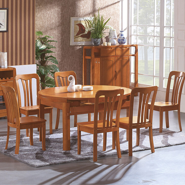 易达彼思 中式餐桌客厅 餐桌 厨房折叠餐桌 海棠色 餐桌