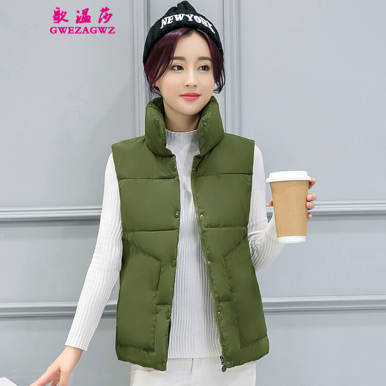歌温莎马甲女 棉服短外套 军绿色 m