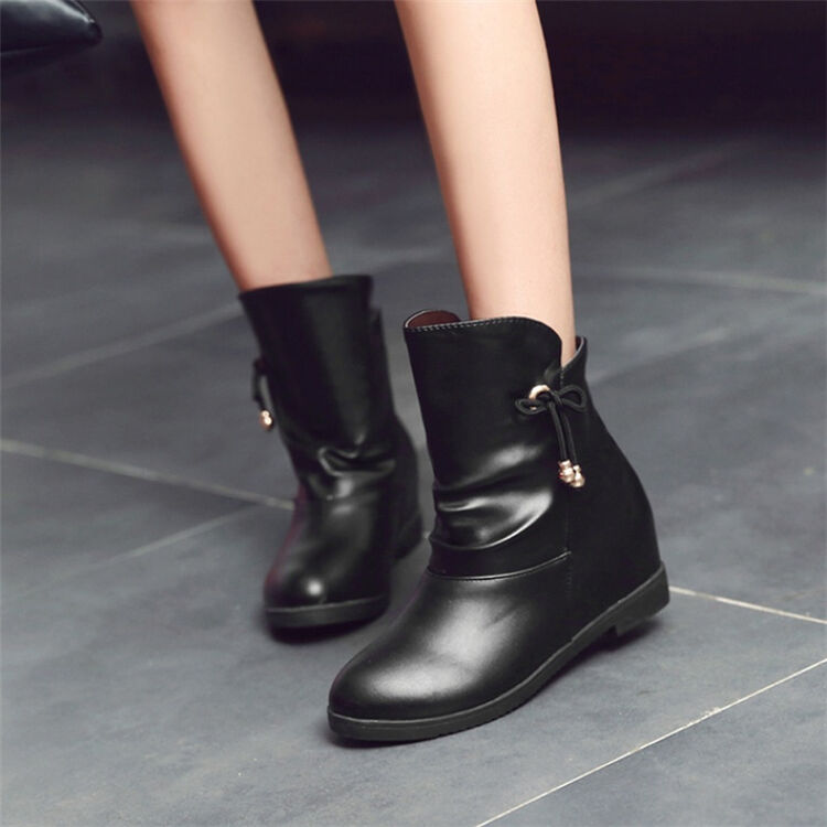 女孩10-15岁皮靴女孩公主少女马丁靴蝴蝶结短靴中大童初中学生鞋 黑色