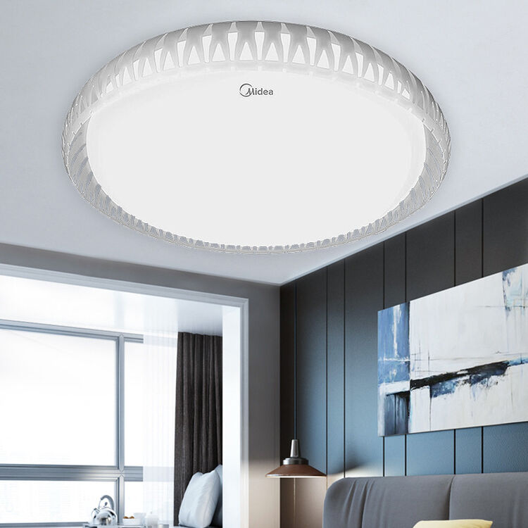 美的midea 吸顶灯卧室客厅圆形灯具镂空边框花灯 晶