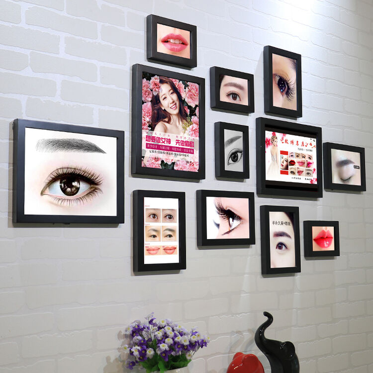 素锦流年 美容院照片墙装饰画韩式半定妆纹绣纹眉纹唇挂墙相框墙微
