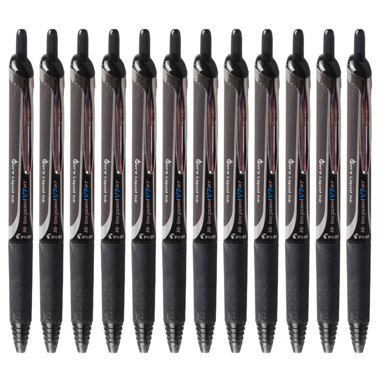 百乐(pilot)bxrt-v7按动针管笔中性笔签字笔水笔 黑色 0.7mm 12支装