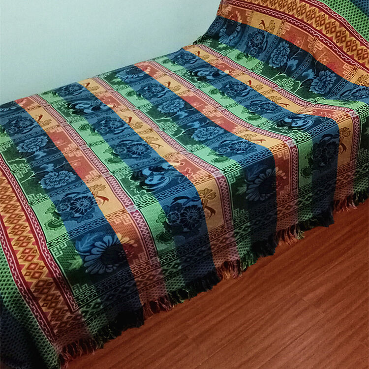 毛毯加厚复古线毯老式床单沙发巾春秋季床毯加密 蓝色 170*205