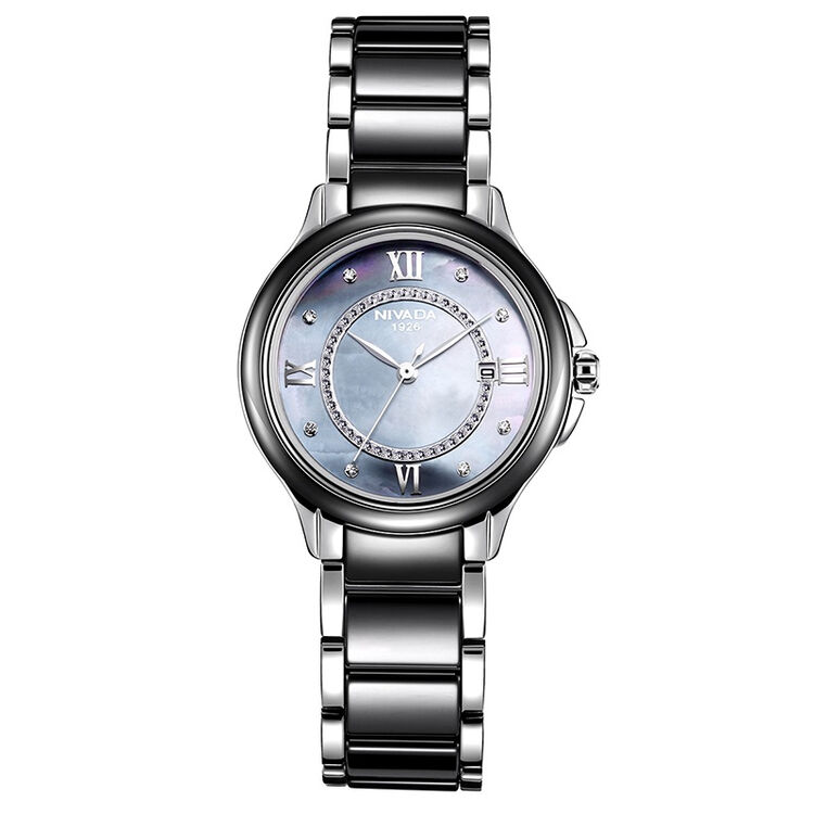 尼维达(nivada)手表 时尚潮流女表陶瓷水钻贝母女表lq8052-414146