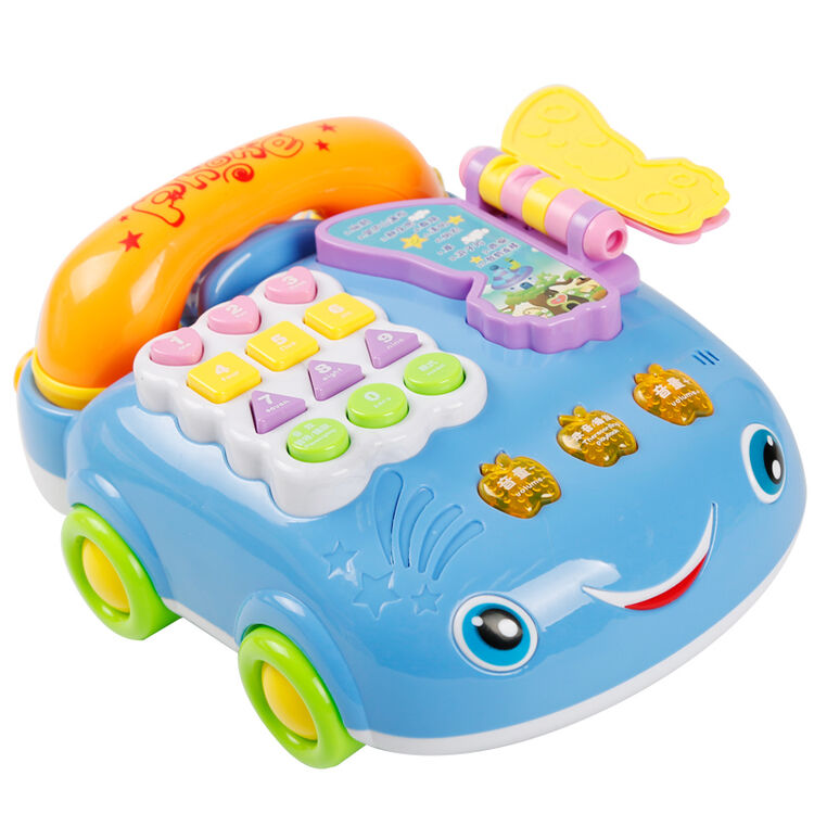 中天乐儿童音乐玩具电话机多功能早教仿真座机小婴儿宝宝0-3岁1 蓝色