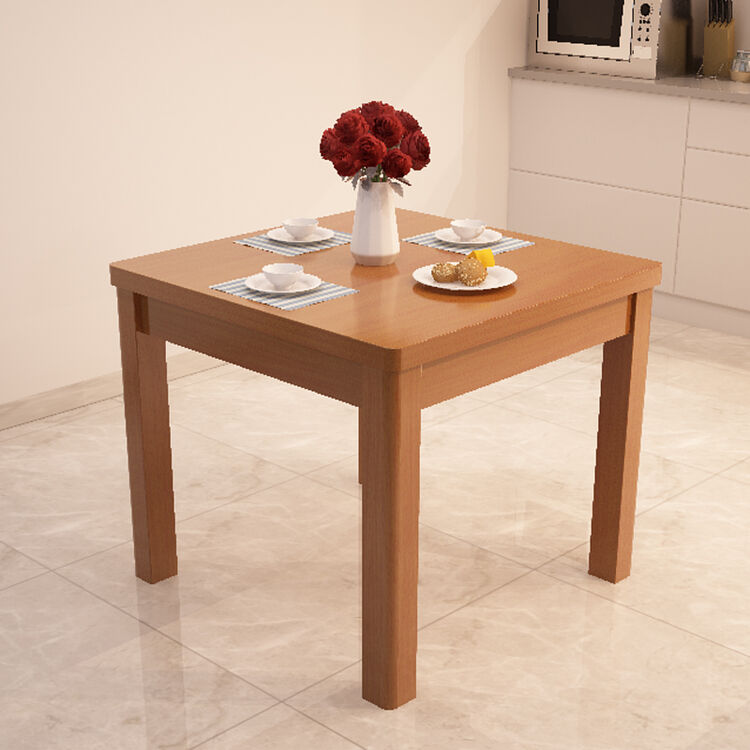 实木餐桌正方形小方桌四方桌4人小户型吃饭桌简约橡木小饭桌 红茶色单