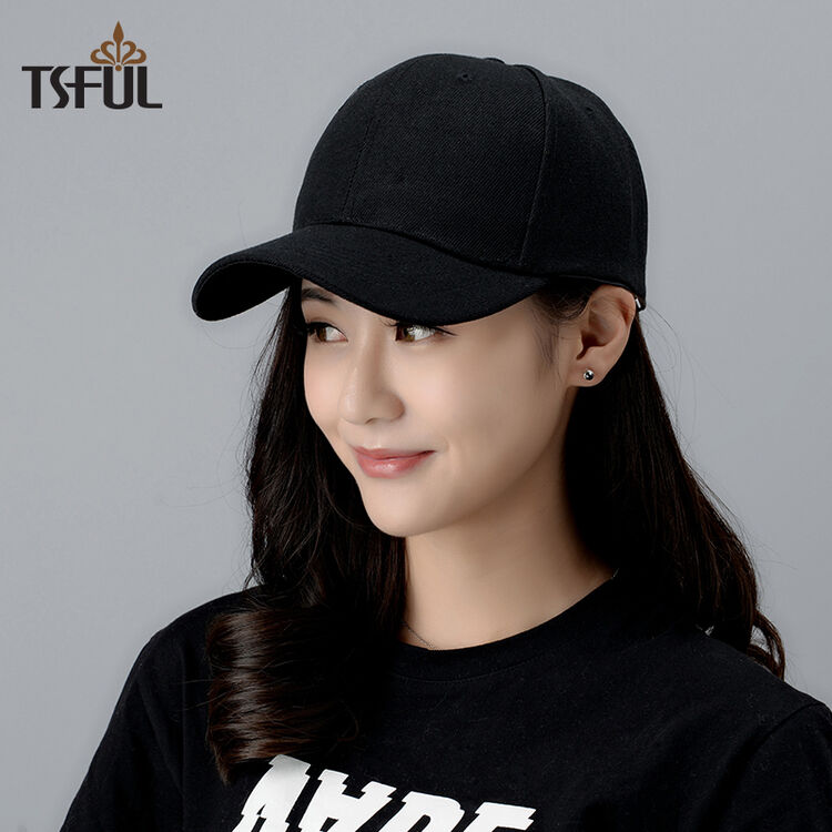 tsful 帽子女棒球帽嘻哈纯色男学生韩版个性潮时尚户外遮阳春夏季