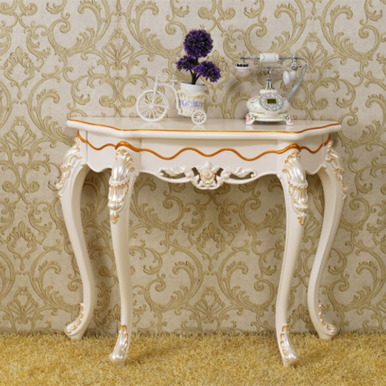 镂空雕花玄关桌子法式田园门厅玄关柜半圆走廊玄关台靠墙桌 1米玄关桌