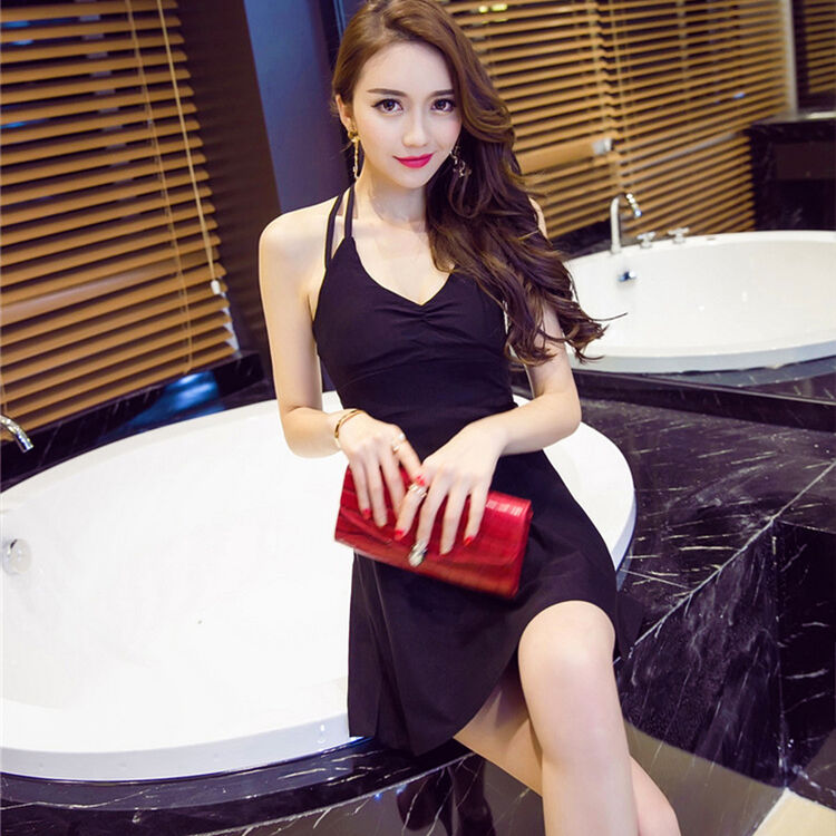 洛蔓希 夜店女王装 情趣内衣女 骚深v领 露背吊带裙 性感诱惑包臀