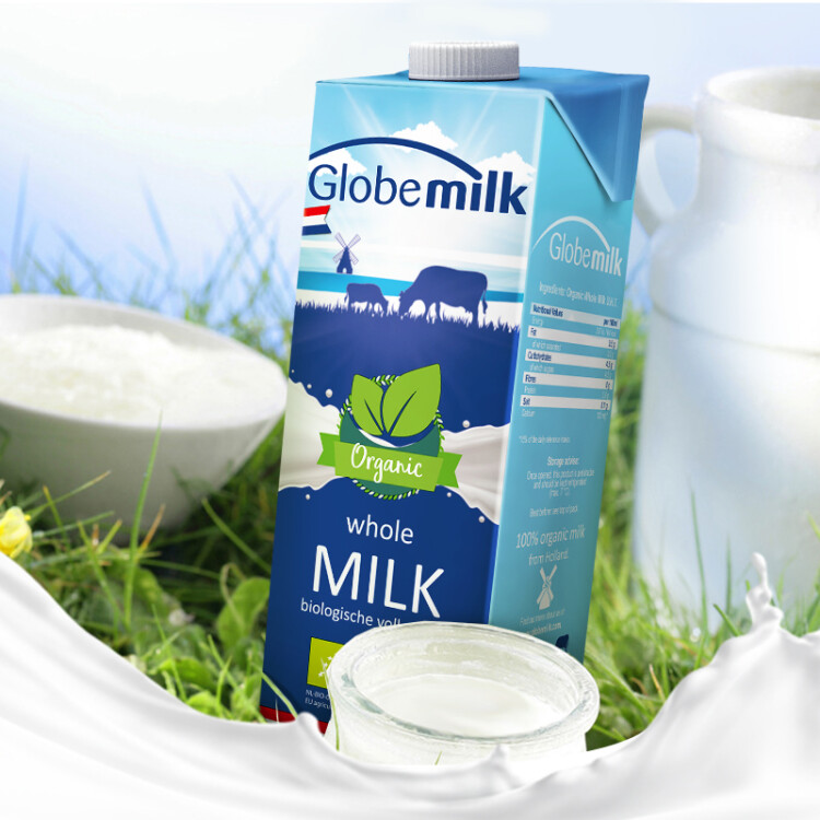 荷高（Globemilk）荷兰原装进口 3.7g优乳蛋白有机全脂纯牛奶 1L*6 营养高钙早餐奶 光明服务菜管家商品