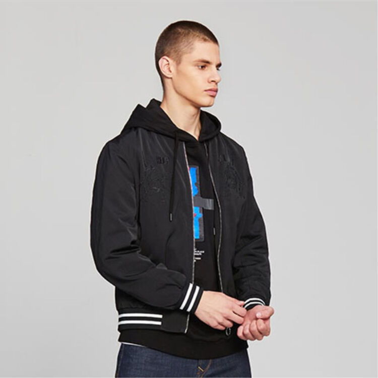 返reshake华菲型格2018春新品潮流男棒球领夹克刺绣棒球服外套 311纯