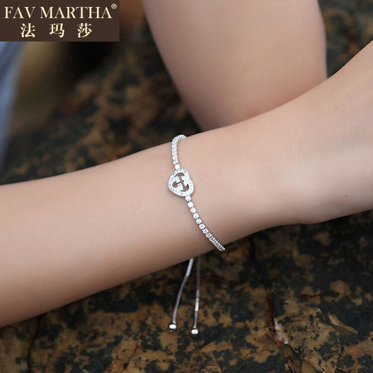 法玛莎(favmartha) 925银手链女 日韩国时尚新款可调节配饰品生日礼物