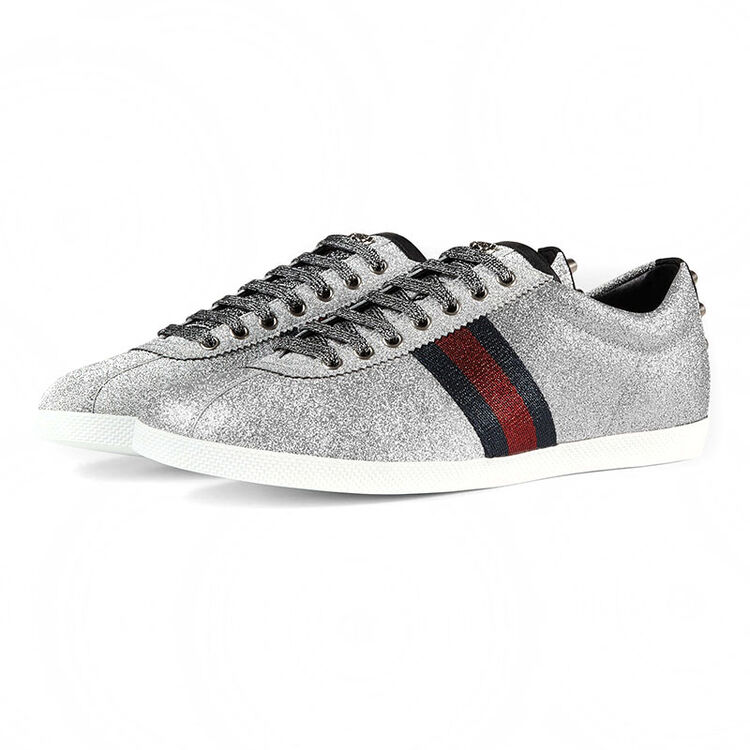 古驰gucci 新款 男士时尚彩色条纹拼色系带平底休闲鞋