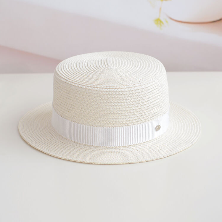 帽子女夏天平顶小礼帽简约小清新白色草帽夏季百搭短发遮阳太阳帽