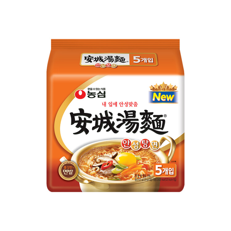 农心（NONGSHIM）韩国进口 安城汤面拉面袋面五连包125g*5包 菜管家商品