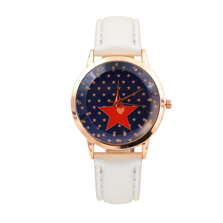 uniwatch手表时尚学生新款五星星条旗女款五角星女士皮带女表手表qzbw