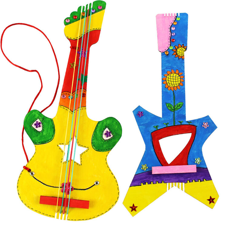 中天乐(zhongtianle) 儿童涂色木吉他幼儿园手工diy绘画涂鸦白坯自制