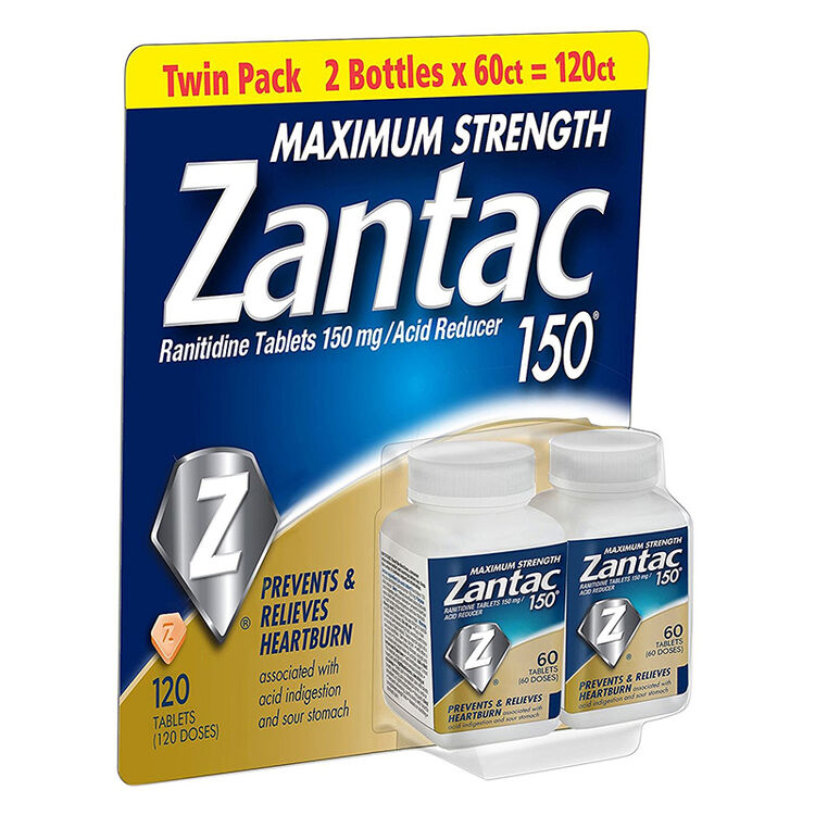 zantac 善胃得抗胃酸片150mg60片2瓶装