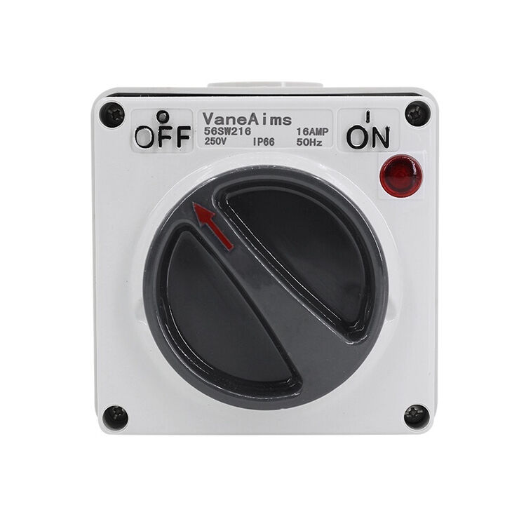 惠维ip66户外防水开关16a防雨电源旋钮开关带灯室外工业开关220v