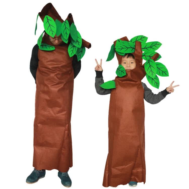 尚秋丹万圣节儿童环保演出表演服装子走秀衣服小树大树衣服 大树服m号