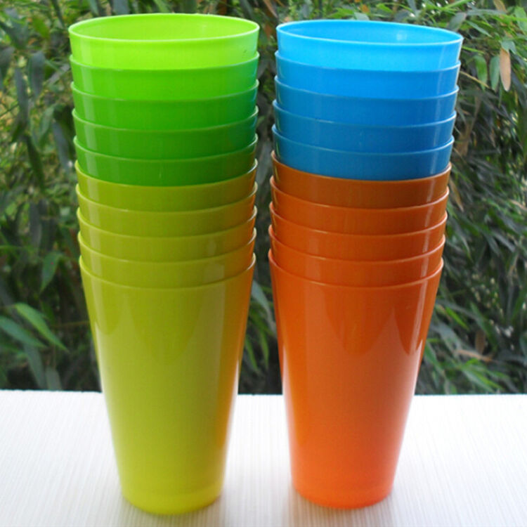 饮料杯 广告杯 啤酒杯 水杯 彩色塑料杯子xoy 360ml-桔色(20个)