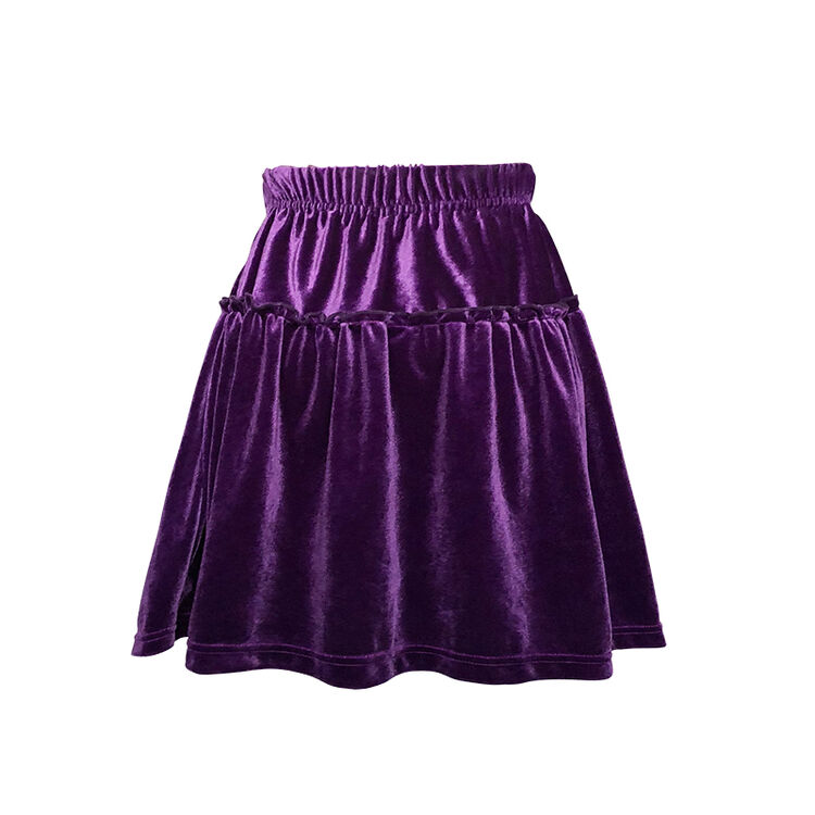 紫色天鹅绒原宿风蛋糕裙半身裙软妹高腰冬季百褶裙半身a字短裙子 紫色