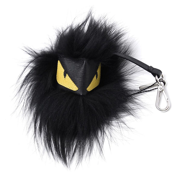 fendi 芬迪 黑色皮革狐毛小怪兽挂件 包包挂饰 7ar386 x4q f0wad 黑色