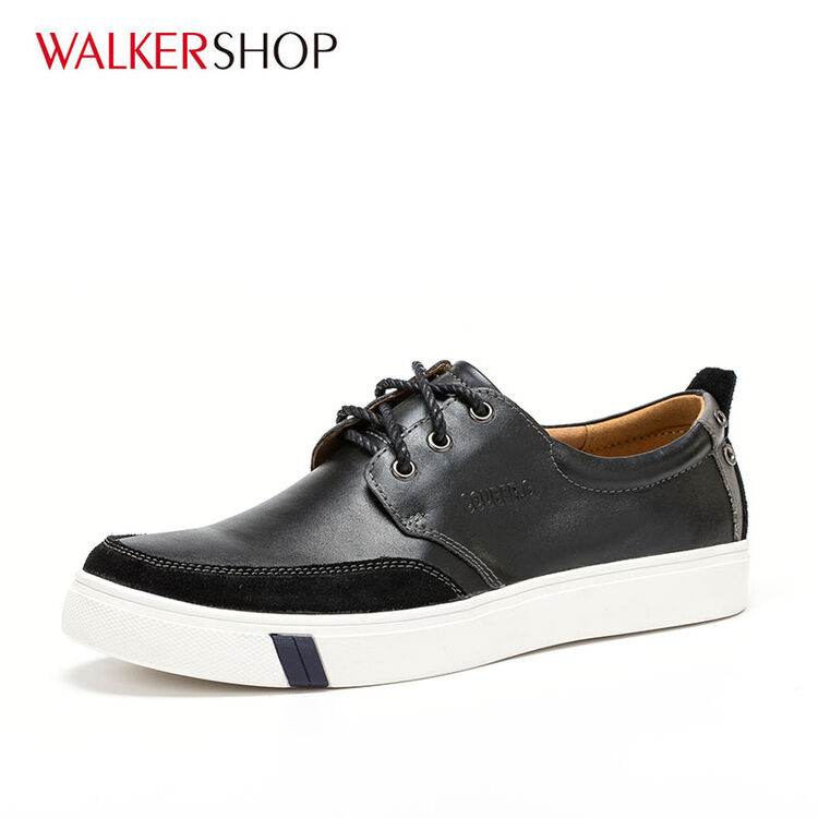 奥卡索休闲鞋牛皮男鞋系带舒适板鞋时尚潮流皮鞋5818m- 19 黑色 42