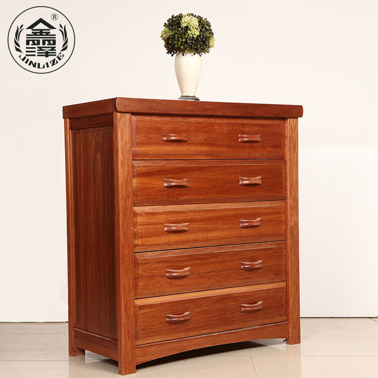 金丽泽 黄金海棠木现代中式纯实木收纳柜 储物柜玄关柜 五斗柜抽屉柜